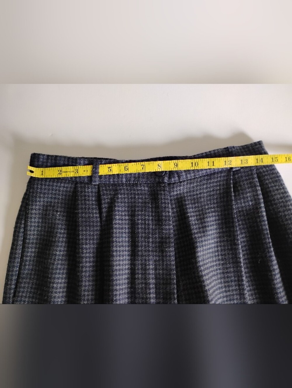 Talbots Vintage Wool Pleat Front Trousers Navy Blue Gray Houndstooth Size 14 Pet - Picture 13 of 16